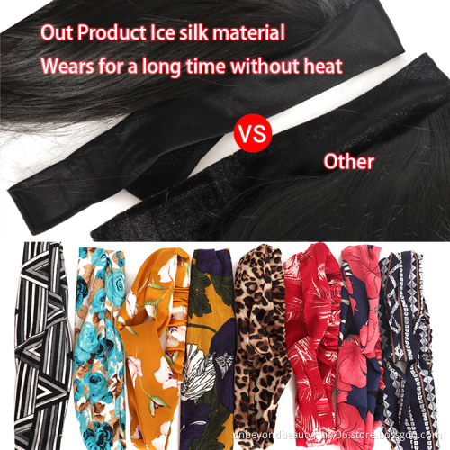 Synthetic Long Silky Straight Wavy and  Curly Headband Wigs Hair Headband for Black Women